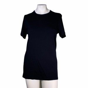 Women's Black Supima Cotton Short Sleeve Round Neck Basic Top Medium